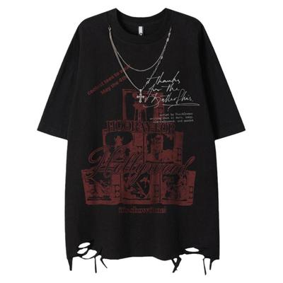 街头嘻哈项链吊坠短袖T恤