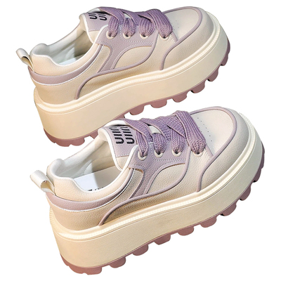 厚底小白鞋女春季新款2026年百搭超火透气松糕增高板鞋爆款小个子