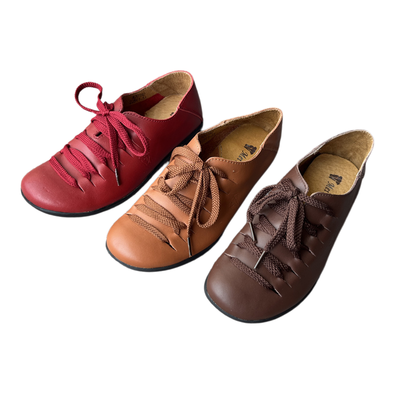 A20192春夏真皮女士皮鞋头层牛皮妈妈鞋软底奶奶鞋平跟系带女单鞋