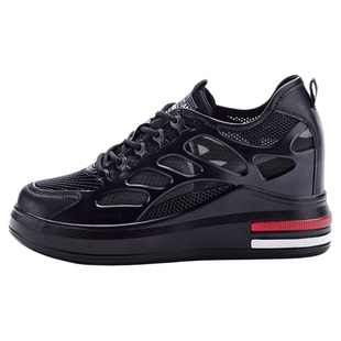 8cm内增高女鞋网鞋2026新款夏季软底黑色网面休闲鞋女士轻便透气