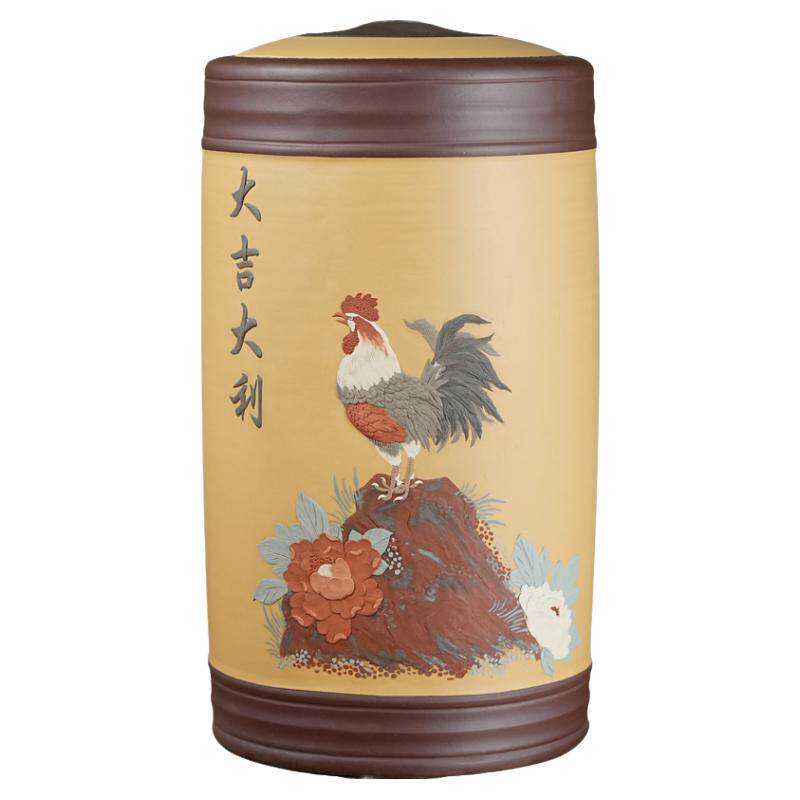 手工大号密封宜兴存茶缸紫砂复古
