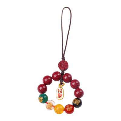 朱砂五台招财纳福五路财神手机链