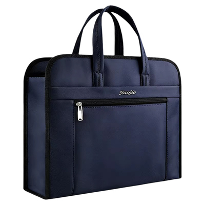 手提袋防水帆布牛津布收纳袋公文包大容量会议合同拉链式多层文件包男款女款商务办公a4文件袋可定制印刷logo