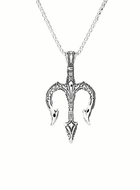 海神三叉戟钛钢吊坠男士项链