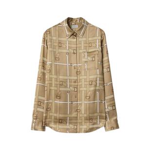【24期免息】BURBERRY女装常规版腰带格纹粘胶纤维衬衫81200361