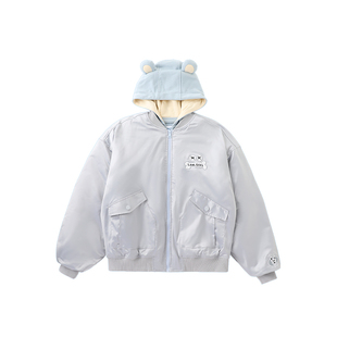 LAMLICKA骨头绣花外套男款飞行夹克oversize宽松假两件情侣装开衫