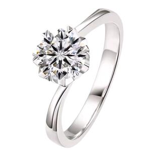 D色莫桑石S925银镶嵌戒指轻奢情侣原创设计仿真钻18K金定制