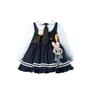 DO.CAT女童连衣裙春季2026新款儿童兔子警官衣服日常可穿女孩裙子