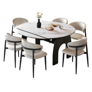 法莎蒂中古风实木折叠餐桌可变圆桌家用小户型新款可伸缩圆形