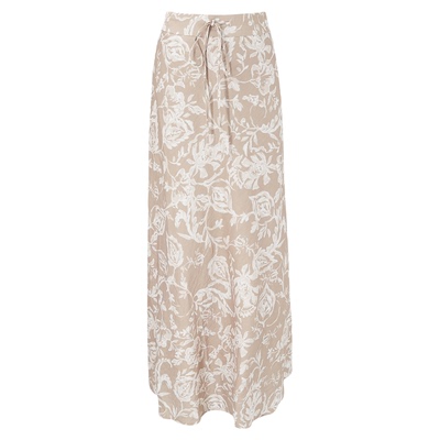 SYT原创 天丝度假印花绑带收腰长款半身裙女2026春季新款高腰裙子