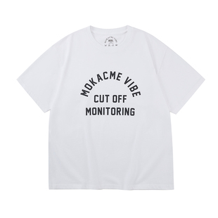 MOKACME 2023SS 春夏新品SLOGAN基础龟裂纹印花棉TEE短袖男女情侣