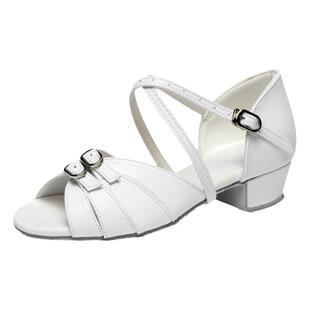 舞世霸专业儿童拉丁舞鞋女孩软底考级练功鞋白色女童初学者舞蹈鞋