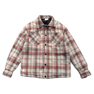 美式夹克棉衣男生潮流穿搭复古格子翻领外套男女新年衣服红色棉袄