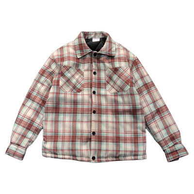 美式夹克棉衣男生潮流穿搭复古格子翻领外套男女新年衣服红色棉袄