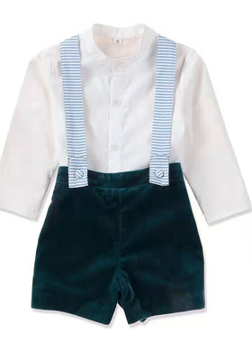 西班牙风丝绒春秋兄妹装生日礼服