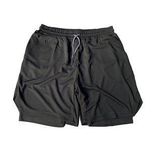 疯狂肌肉夏季新款运动健身个性潮流速干防走光短裤二合一五分裤男