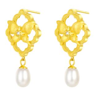 周大生DC灵动仙蝶耳饰新款纯银S925小众设计感耳饰送女友新年礼物