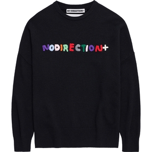 NO DIRECTION+ 手工钩针字母圆领毛衣N540109651C