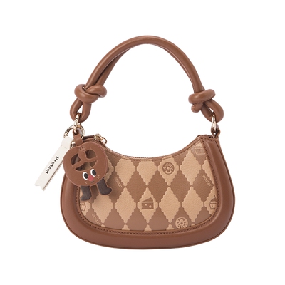 森马包包手提包2024新款可爱俏皮撞色菱格豌豆包mini单肩包斜挎包