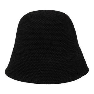 Jennie金珍妮同款黑色韩系针织渔夫帽女2025新款秋冬水桶帽子盆帽