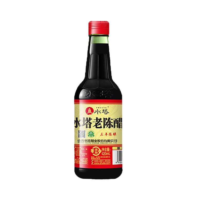 山西水塔老陈醋三年陈酿6度酸420ml家用瓶装饺子醋蟹醋商用凉拌醋
