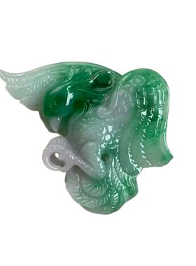缅甸A货翡翠挂件大鹏展翅白底青