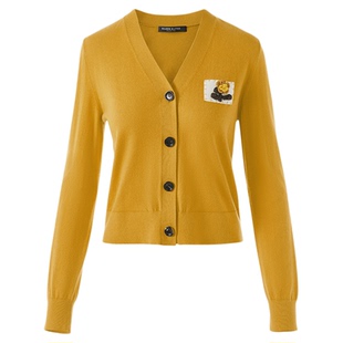 朗姿欧洲EiLEEN ELITEE针织开衫v领气质毛衣上衣2025年秋季新款女