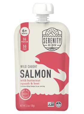 美国进口Serenity Kids宝宝婴儿辅食蔬菜泥有机野生三文鱼泥 6月+