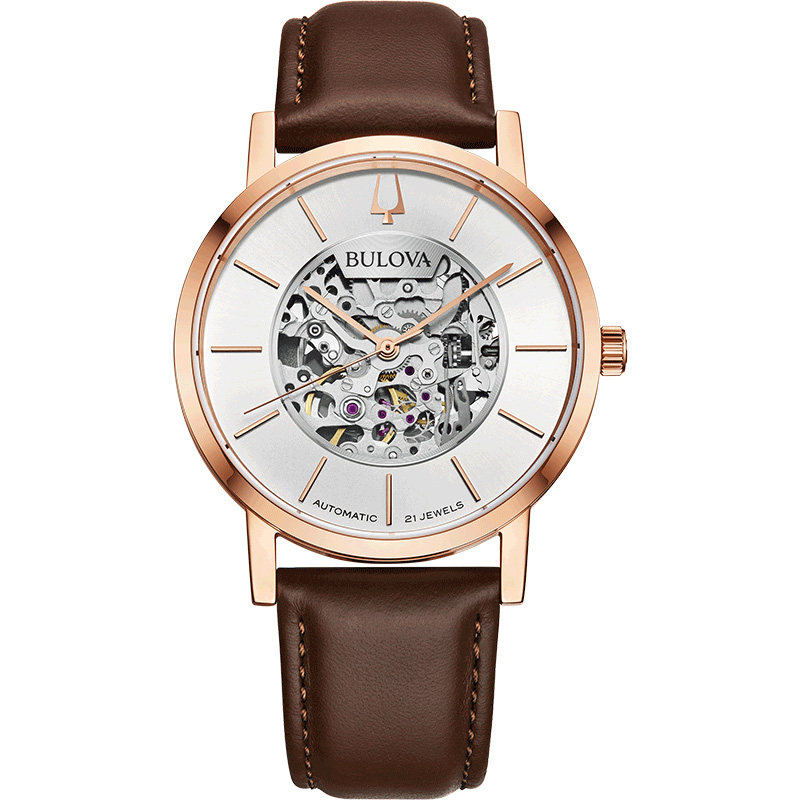 BULOVA/宝路华玫瑰金镂空机械