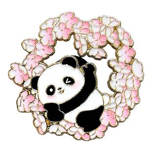樱花熊猫胸针国风花朵高档送礼物pin可爱金属徽章衣服包纪念装饰