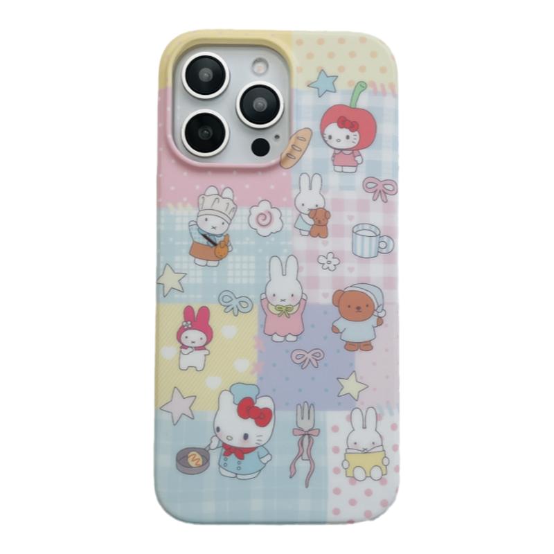 独壳 卡通可爱格纹米菲兔适用苹果16手机壳少女心iPhone15promax新款14ProMax防摔13pro女款12网