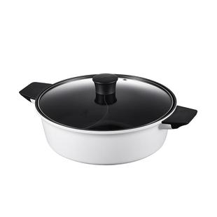 知吾煮一体成型鸳鸯锅电磁炉火锅专用火锅鸳鸯锅家用不粘火锅锅具