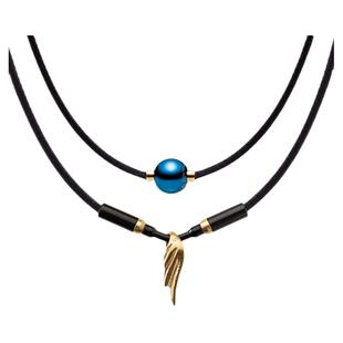 Phiten法藤【羽生结弦同款组合】地球蓝+金羽毛项链送女友礼物