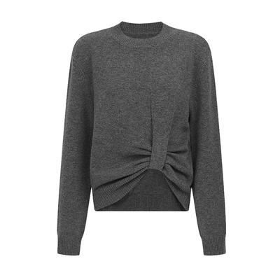 Chelsea and Walker吴昕推荐设计感不对称扭结毛衣套头羊毛针织衫