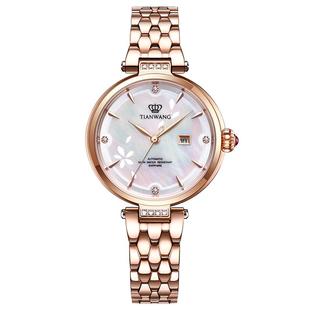 天王小花瓣正品女士手表新年繁花母贝盘手表女款钢带机械表51176