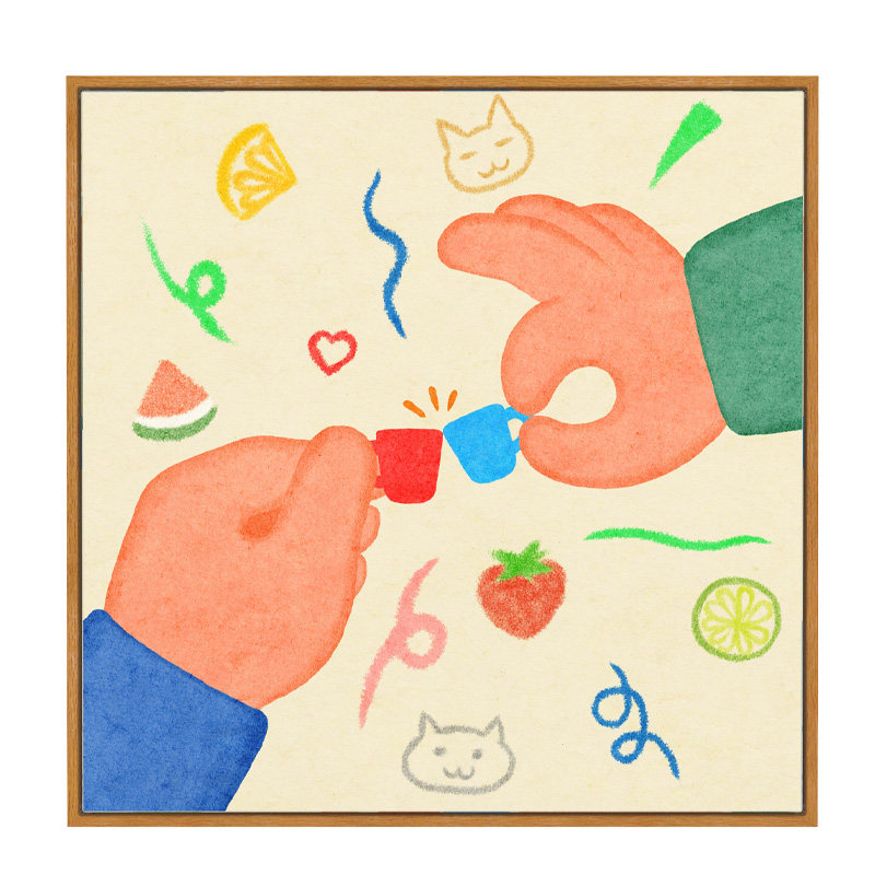 高级原木风多巴胺餐厅客厅装饰画
