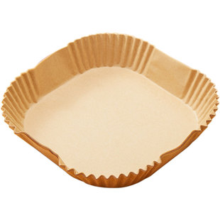 展艺空气炸锅专用纸盘垫方形食品级家用纸托烘焙烧烤硅油纸锡纸盘