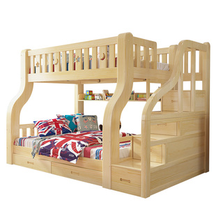 儿童床上下床双层床铺实木母子床成人二层高低床松木交错式子母床