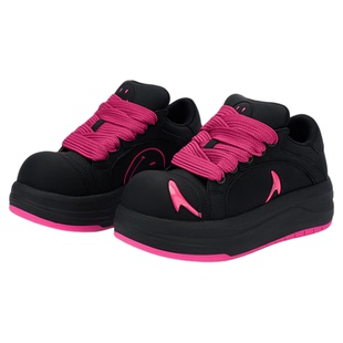 【王珂同款】SMILEY笑脸白鲸黑粉玫红圆头休闲厚底增高大头板鞋子