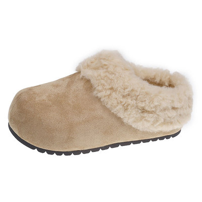 内增高厚底加绒勃肯鞋雪地靴棉拖鞋女外穿2025新款冬季毛毛半拖鞋