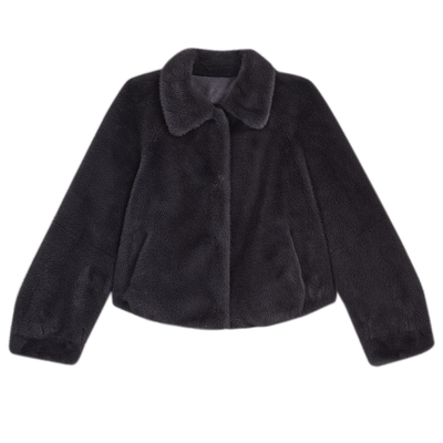 YINER音儿专选2025冬季新款法式静奢风茧型灯笼袖环保皮草短外套