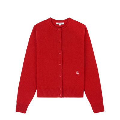 [秋冬新品]Sporty&Rich Off Duty系列女士羊绒红色开衫针织毛衣