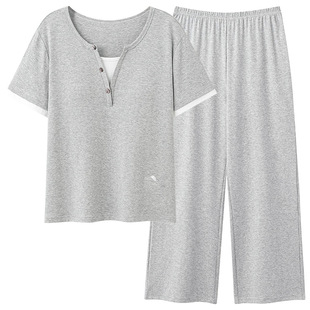 睡衣女纯棉独特漂亮2026超火巨好看带胸垫假两件超级舒服的家居服