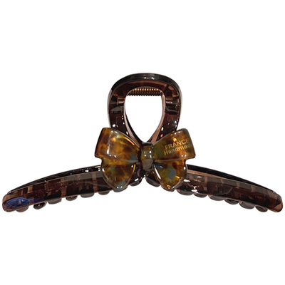 高级感晕染蓝棕蝴蝶结盘发鲨鱼夹