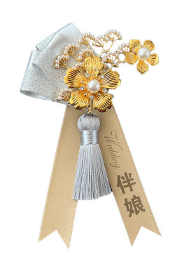 迎客松中式流苏新郎新娘胸花
