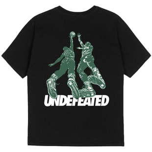 不败五道杠 HIAUTO UND 夏季圆领短袖扣篮图像印花 男女情侣款T恤