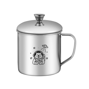 金钥匙316不锈钢水杯特厚带盖带手柄儿童口杯幼儿园大容量水杯子