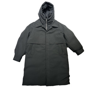 冬装潮牌男士风衣式连帽长款羽绒服宽松保暖拼接假两件白鸭绒外套