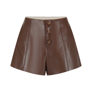 ORA GENESIS2025年冬季新品时尚星芒扣装饰PU皮短裤