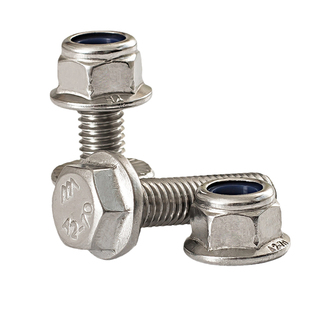 304不锈钢外六角法兰螺栓尼龙防松锁紧螺母螺丝组合套装M5M6M8M10